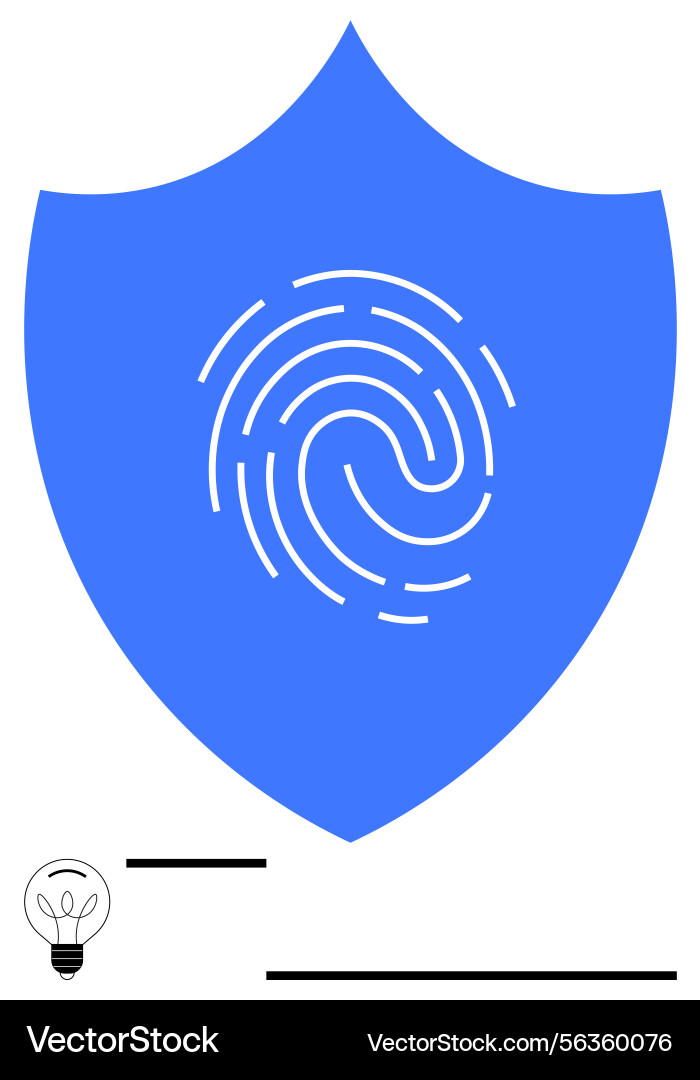 Blue shield with fingerprint representing data Blue shield with fingerprint representing data vector image