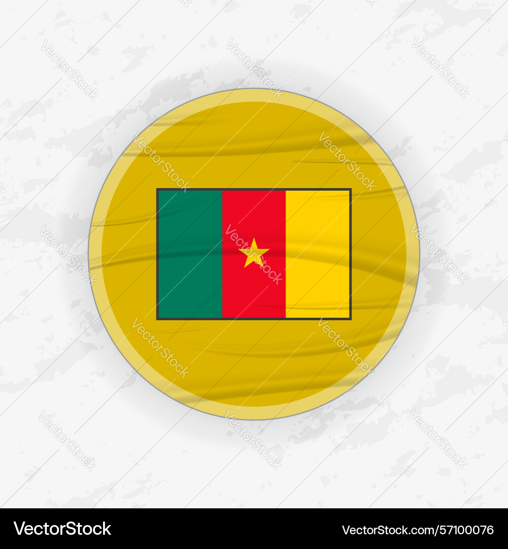 Cameroonian flag in a circular emblem design Cameroonian flag in a circular emblem design Vector Image