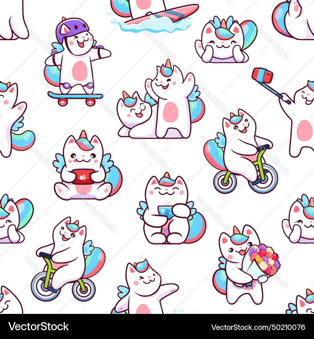 Cartoon Capricorn Katze und Kitten nahtloses Muster Cartoon Capricorn Katze und Kitten nahtloses Muster vektorbild