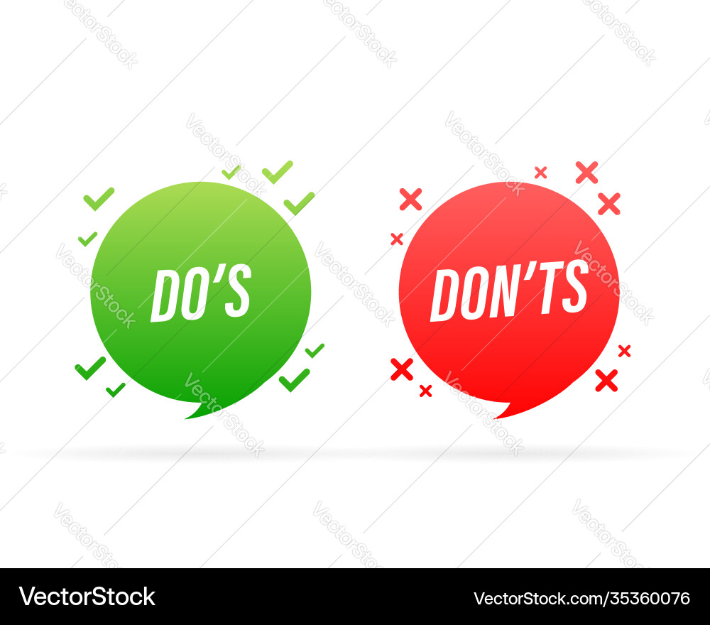 Check marks ui button with dos and donts flat Vector Image