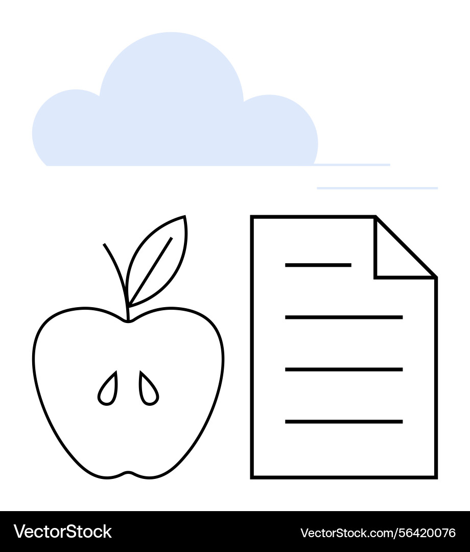Cloud computing concept with an apple and document vector image