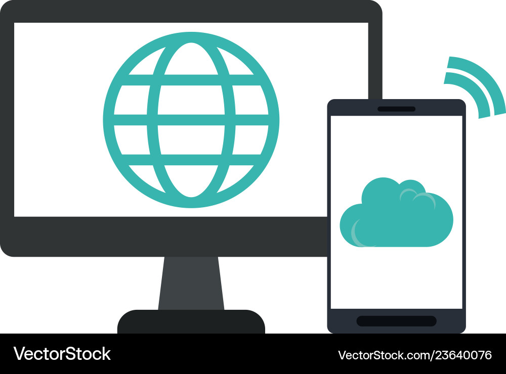 Computer screen with globe and smartphone Computer screen with globe and smartphone vector image
