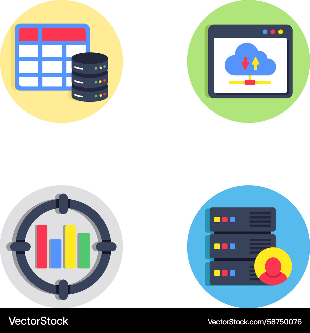 Data & AI Flat Icons Set Vector Image