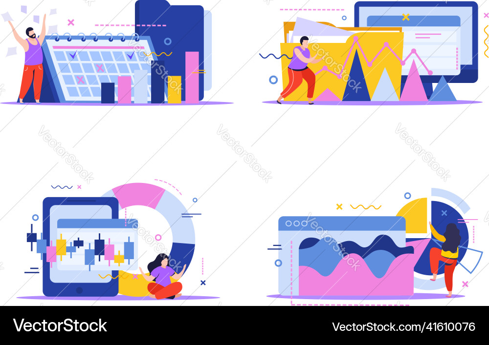 Data analysis compositions set vector image