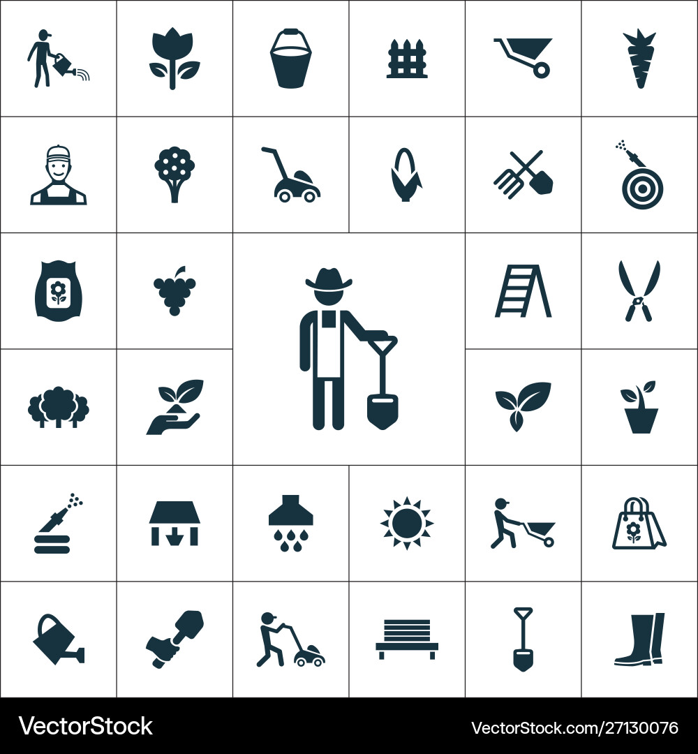 Gardening icons universal set for web and ui vector image