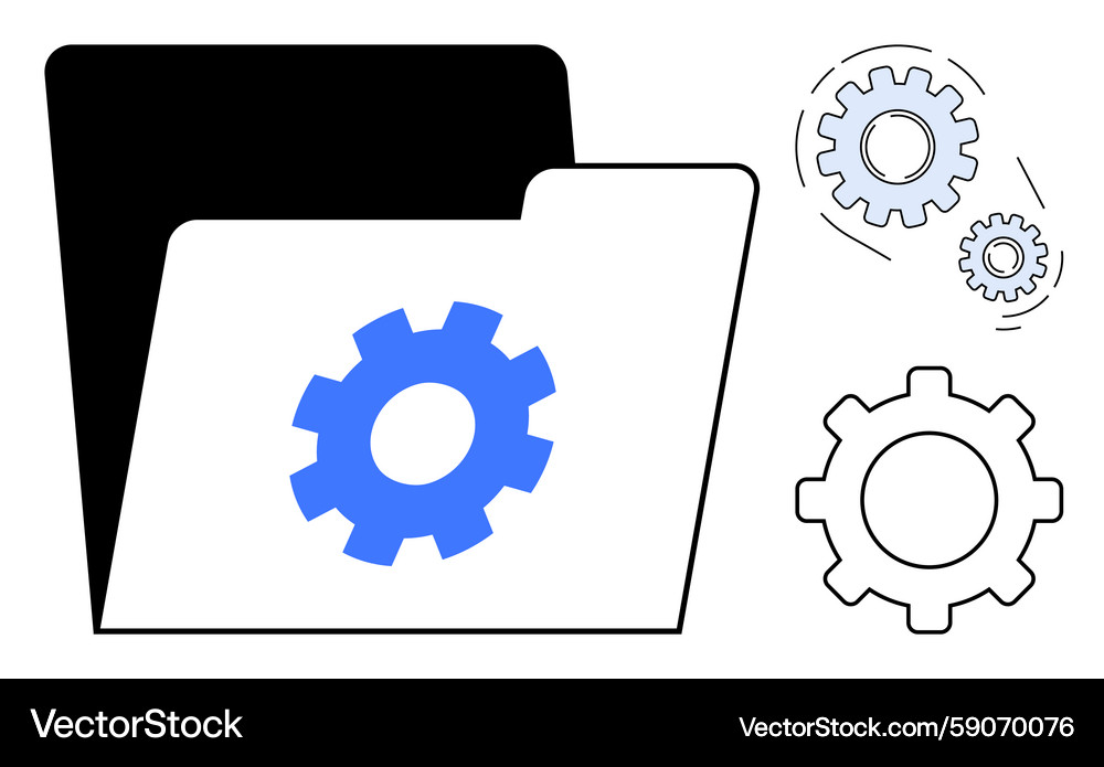 Gear and file folder representing configuration Gear and file folder representing configuration Vector Image
