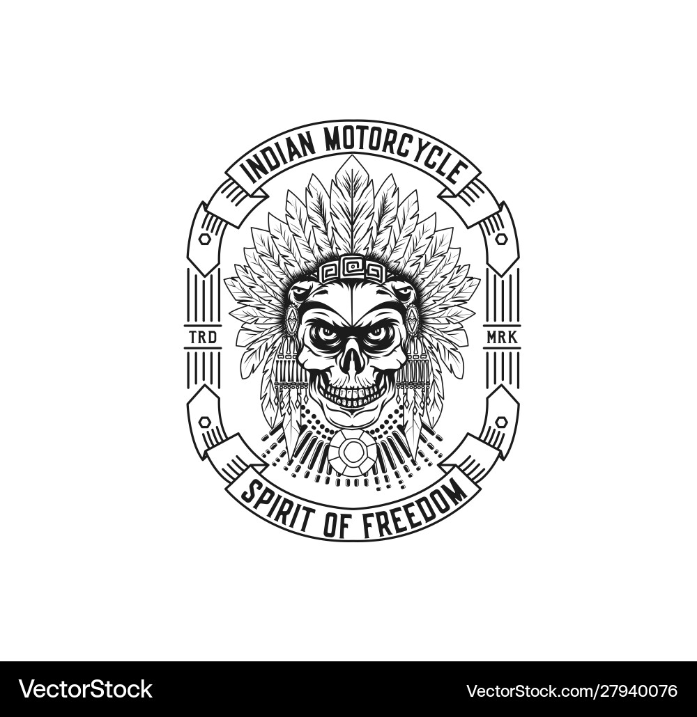 Indian Motorcycle Skull Logo Vector Image