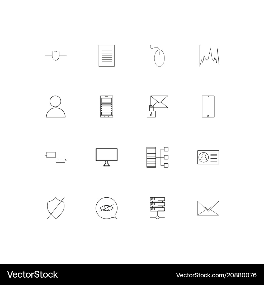 Internet technologies linear thin icons set Vector Image