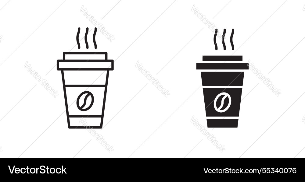 Kaffee gefüllt und umrissen Icons auf weiß Kaffee gefüllt und umrissen Icons auf weiß Vektorbild