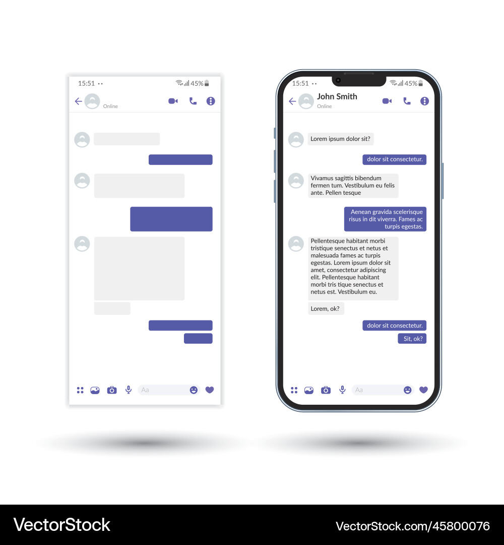 Messenger ui template social communication app Vector Image