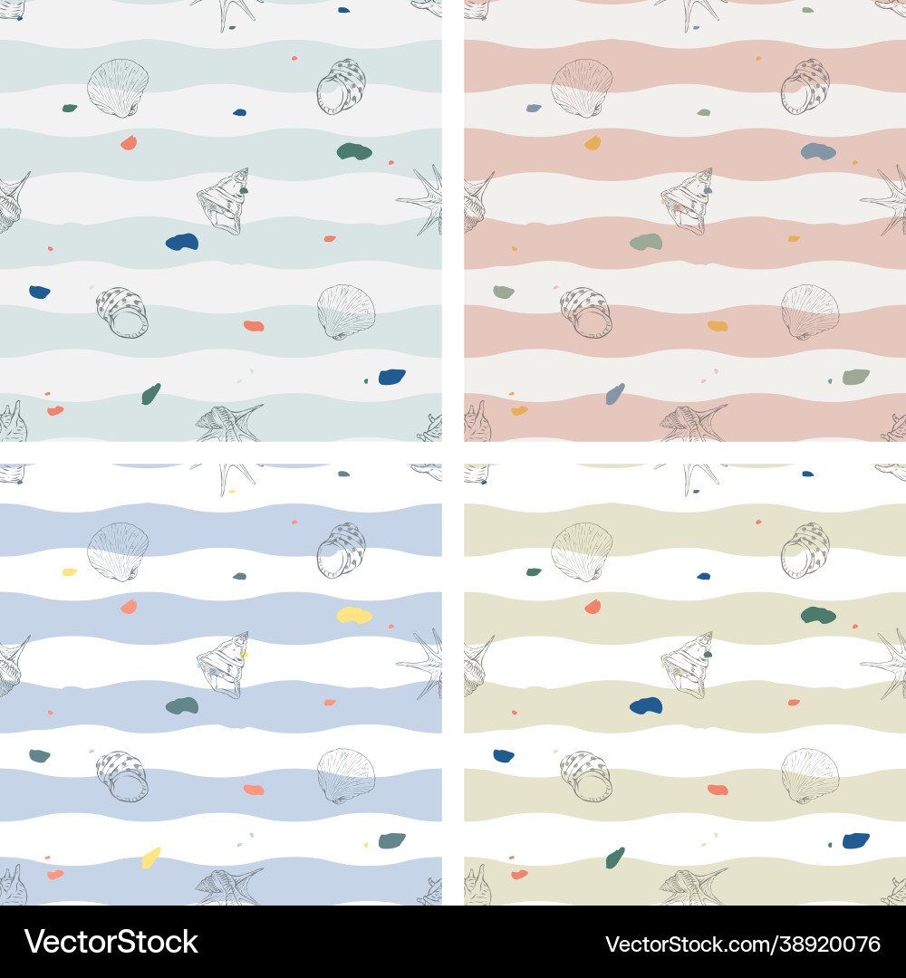 Pastel palette small seashell pattern Vector Image