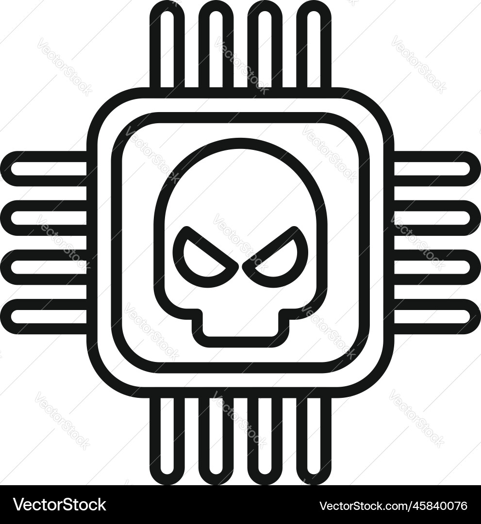 Processor malware icon outline virus error Processor malware icon outline virus error vector image