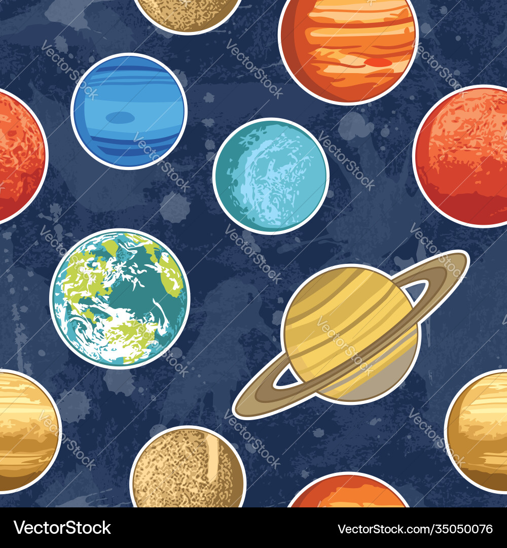 Seamless pattern with solar system planets vector image