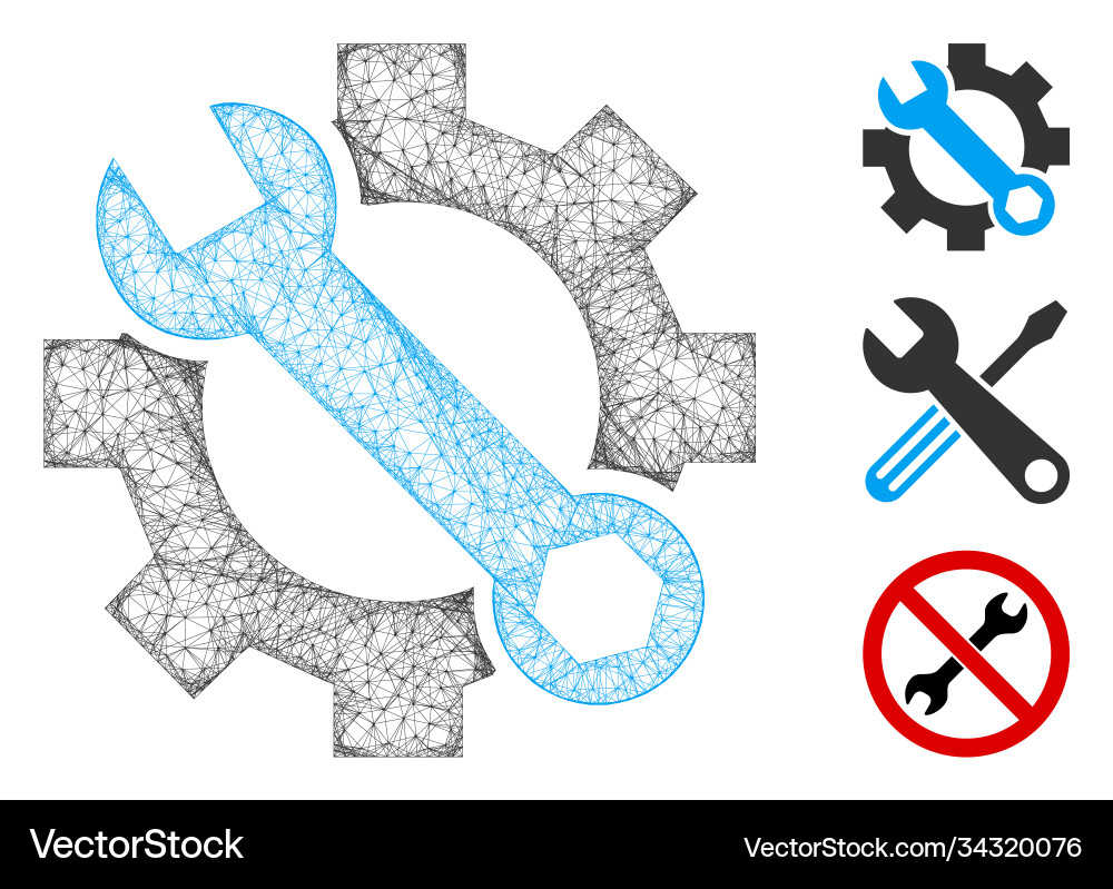 Service tools polygonal web mesh vector image