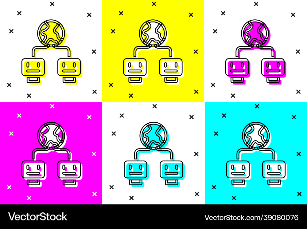 Set artificial intelligence icon isolated on color Set artificial intelligence icon isolated on color vector image