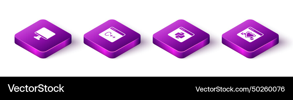 Set isometric computer monitor screen software Set isometric computer monitor screen software vector image