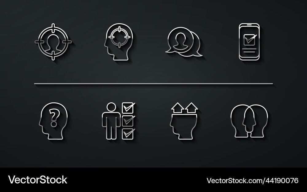 Set line head hunting with question mark Set line head hunting with question mark vector image