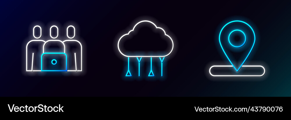 Set line location online class and network cloud Set line location online class and network cloud vector image