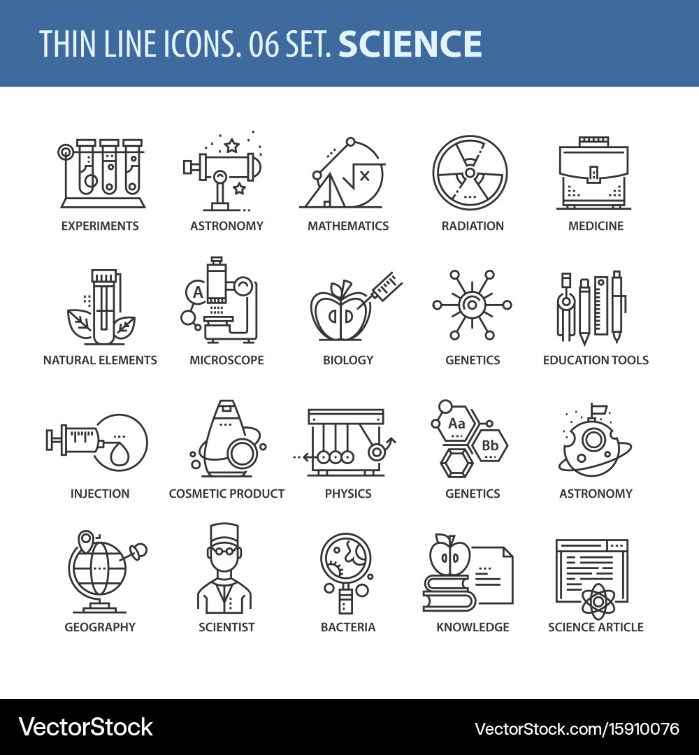 Set of thin line flat icons science Vector Image