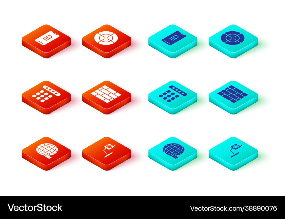 Set social network security camera password Set social network security camera password vector image