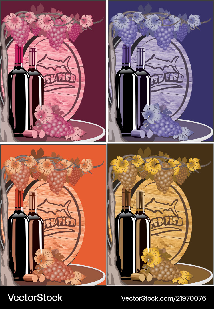 Set still life in different colors - grapes wine vector image