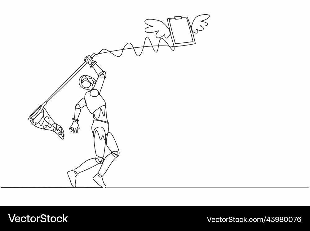Single continuous line drawing robot try Single continuous line drawing robot try Vector Image