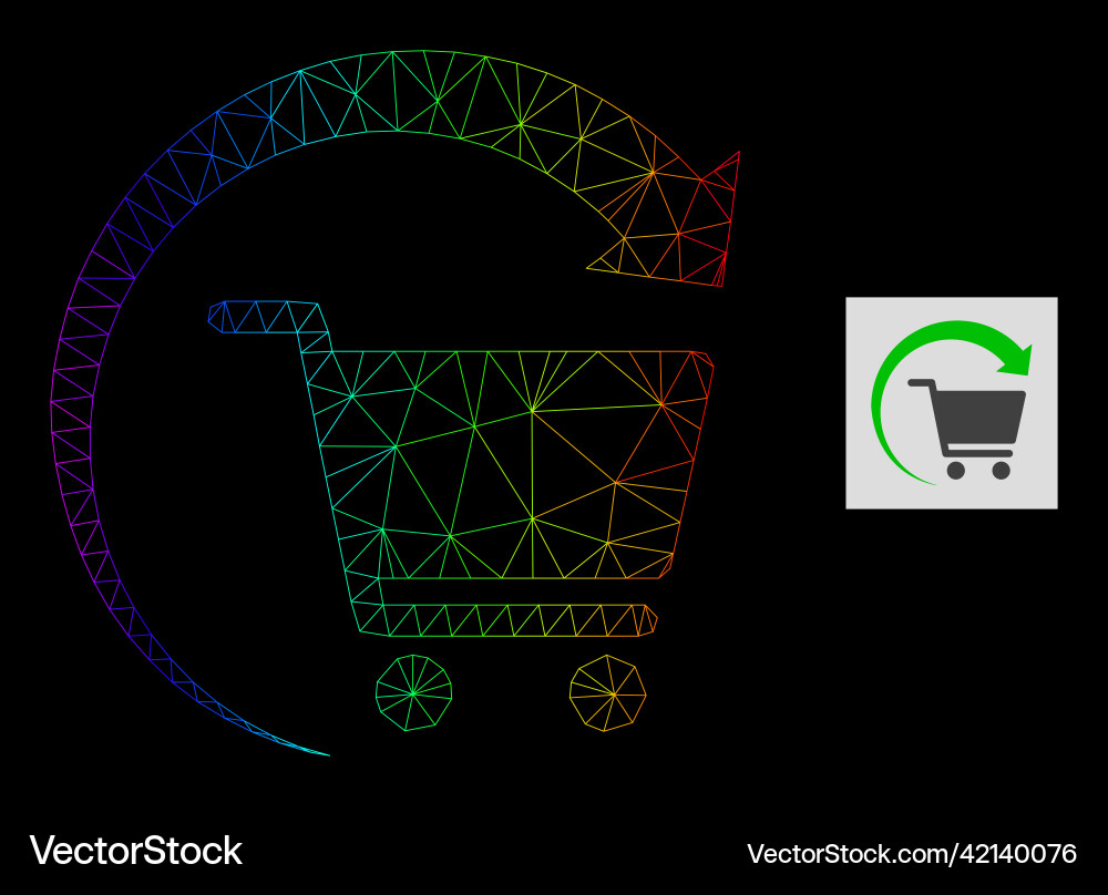 Spectrum gradiented polygonal net repeat shopping vector image