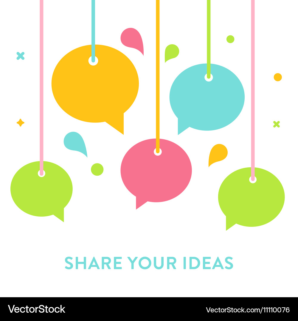 Speech bubbles hanging on strings communication vector image