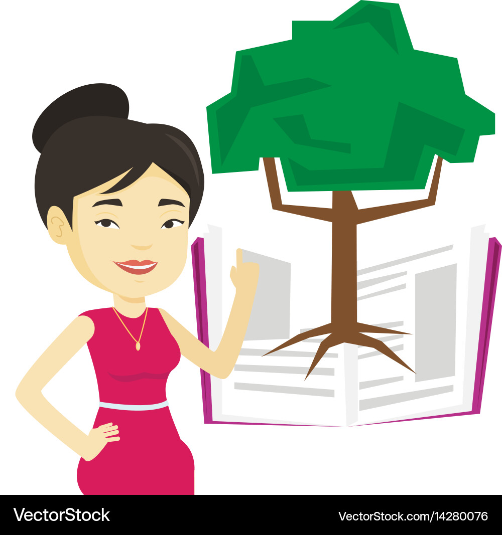 Student pointing at tree of knowledge Vector Image