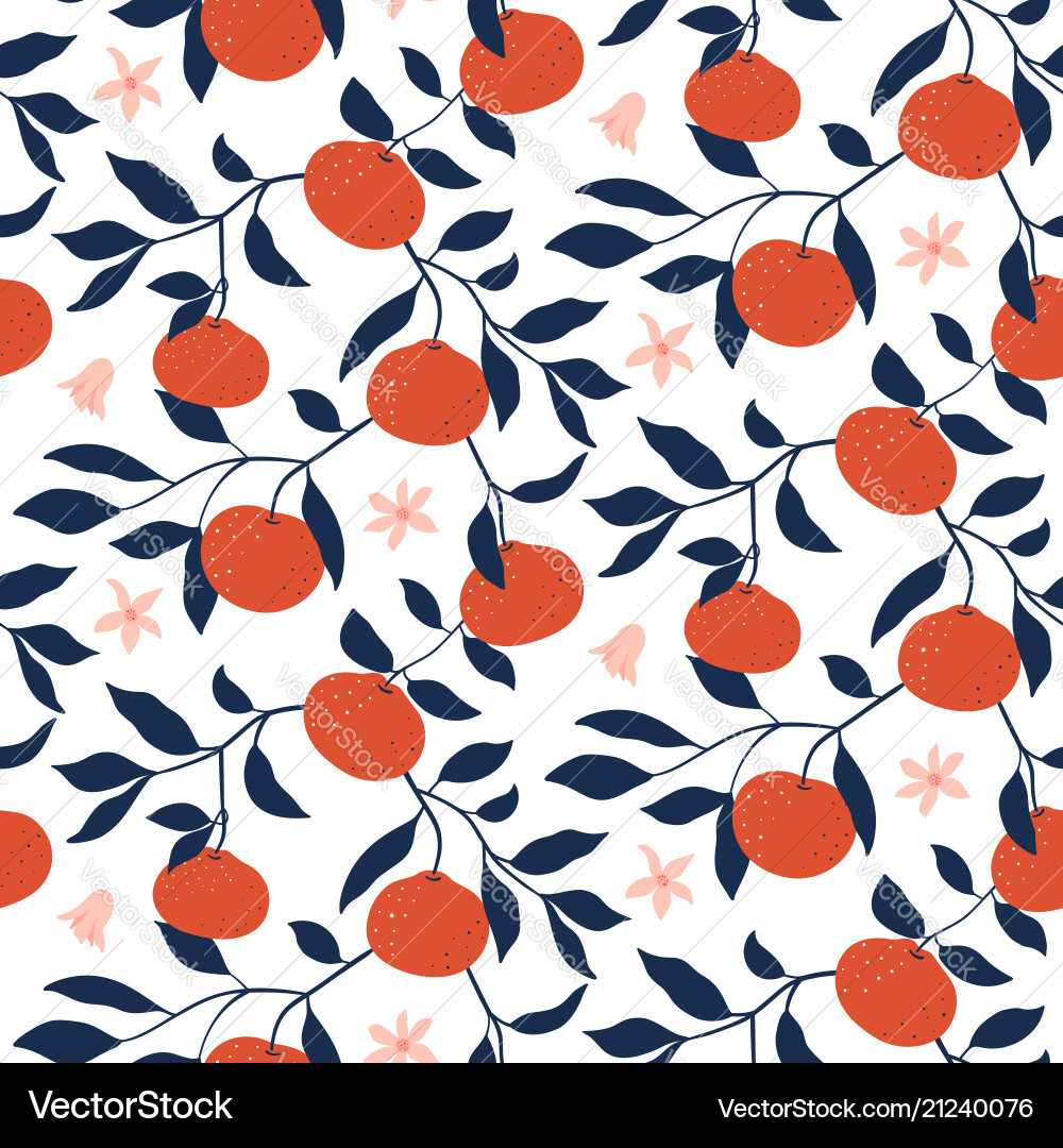 Tangerine Citrus Pattern Vector Image