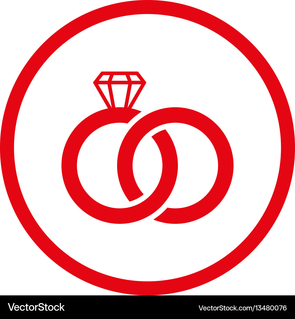 Wedding rings rounded icon Royalty Free Vector Image