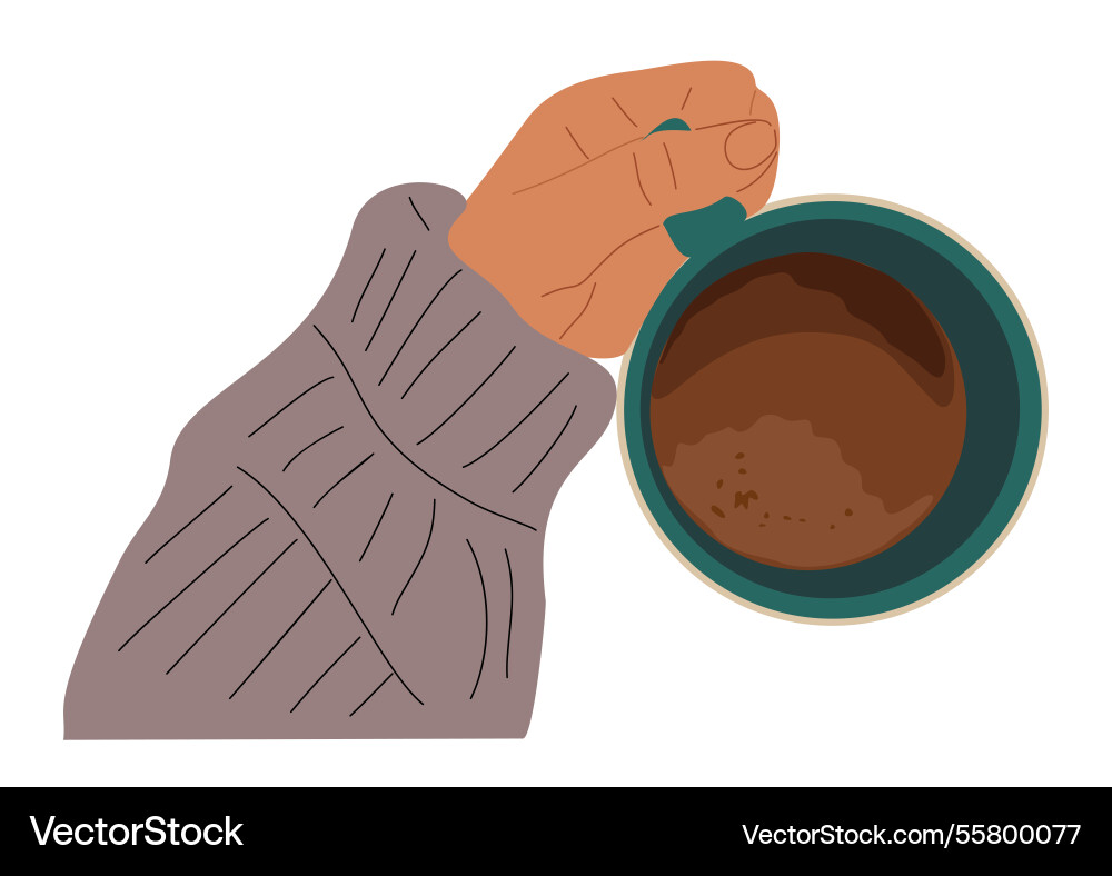 A person is holding mug of coffee in their hand A person is holding mug of coffee in their hand vector image