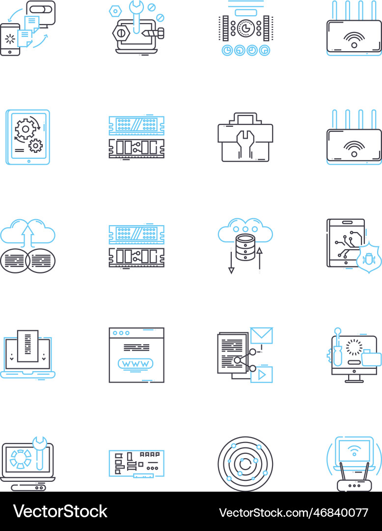 Automatisierte Tools lineare Icons setzen Robotik Automatisierte Tools lineare Icons setzen Robotik vektorbild