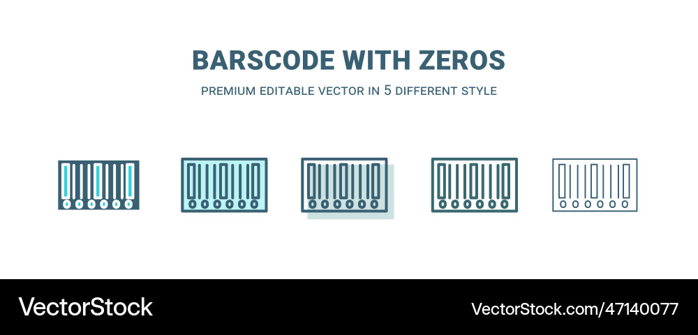 Barscode with zeros icon in 5 different style Vector Image
