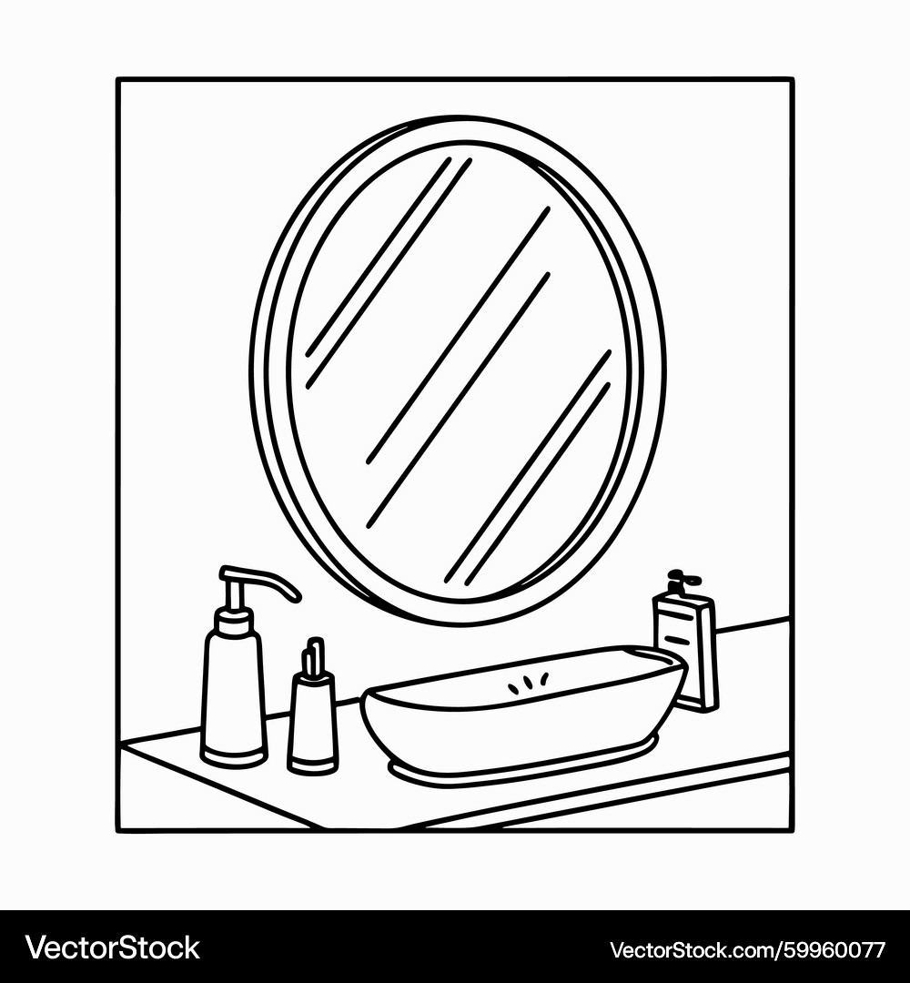 Bathroom Vanity Line Art – Royalty-Free Vector | VectorStock, image size:1000x1080