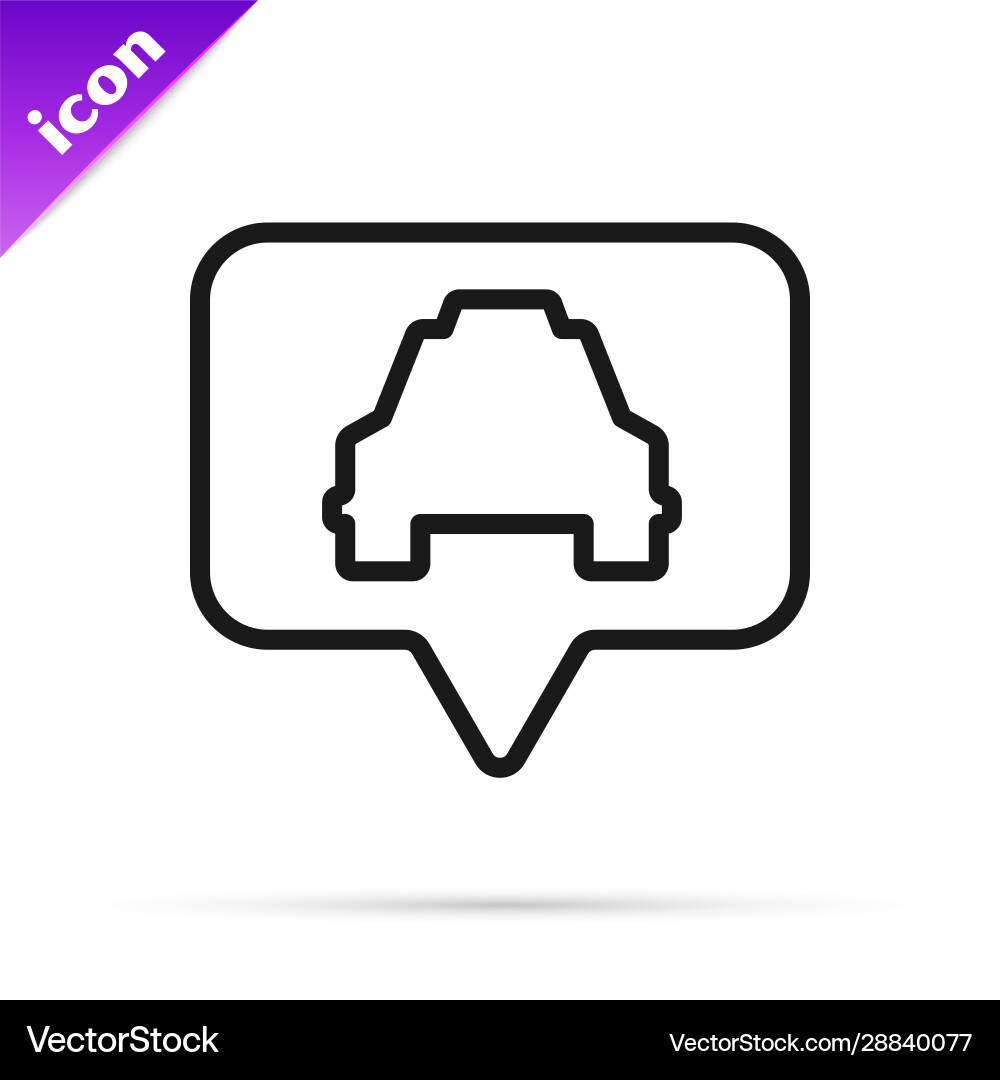 Black line map pointer with taxi icon isolated Black line map pointer with taxi icon isolated Vector Image