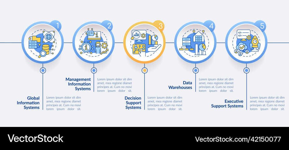 Common types of information systems circle Common types of information systems circle vector image