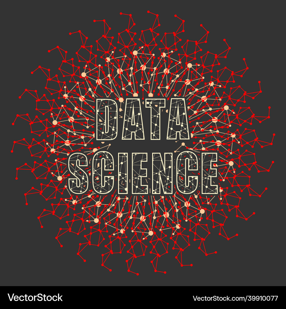 Data science text lines with dots connected style Data science text lines with dots connected style vector image