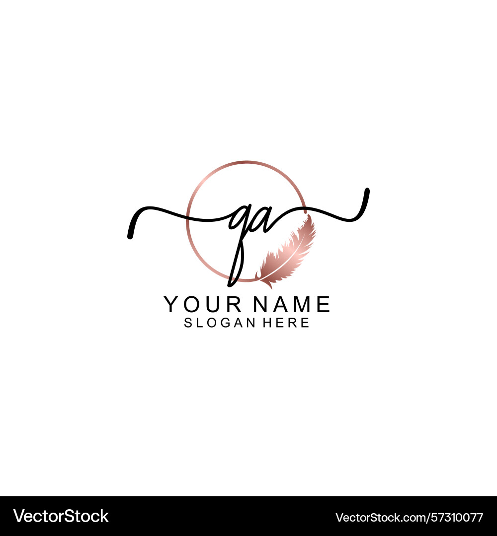 Elegant qa initial logo with floral handwritten Elegant qa initial logo with floral handwritten vector image