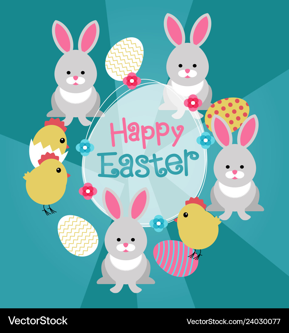 Greeting card with easter rabbit Royalty Free Vector Image