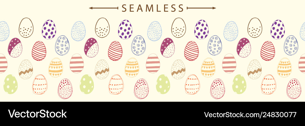 Horizontal seamless border with easter eggs vector image