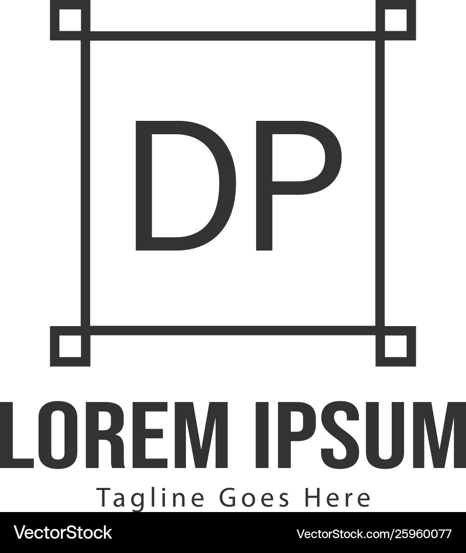 Initial dp logo template with modern frame vector image