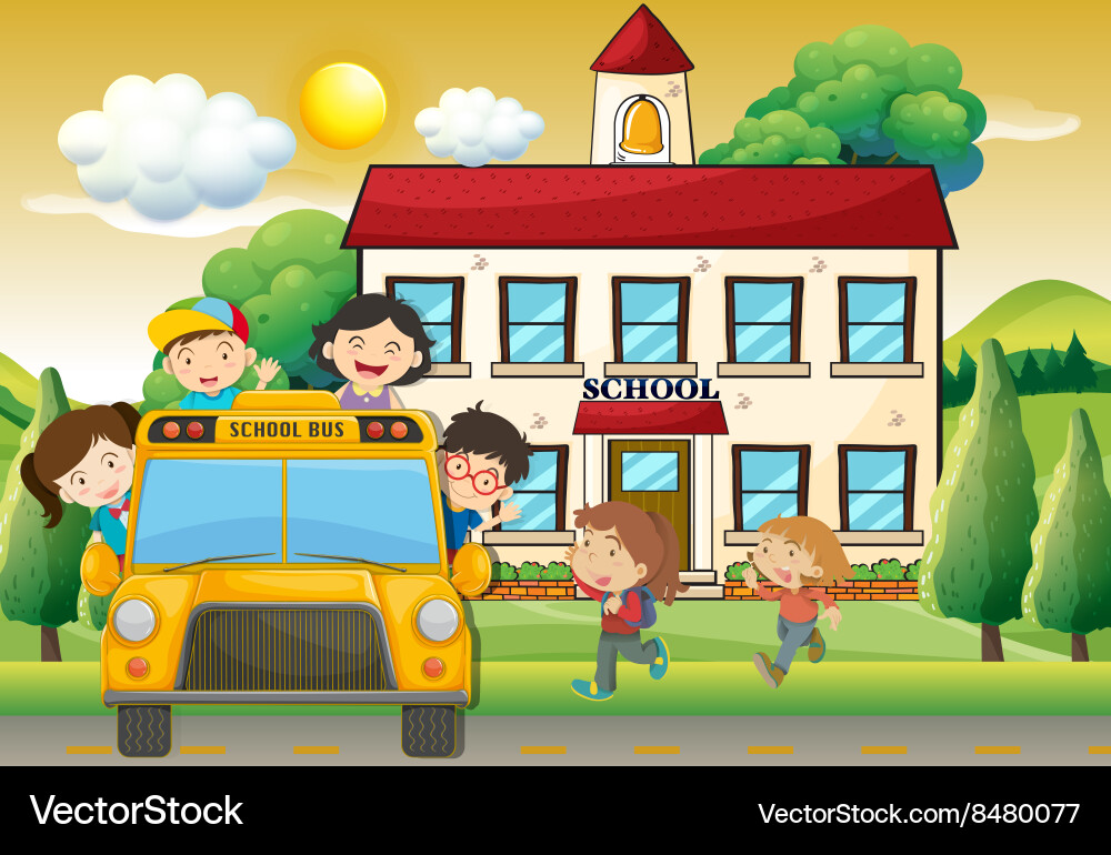 Kinder Reitschule Bus Vektorbild