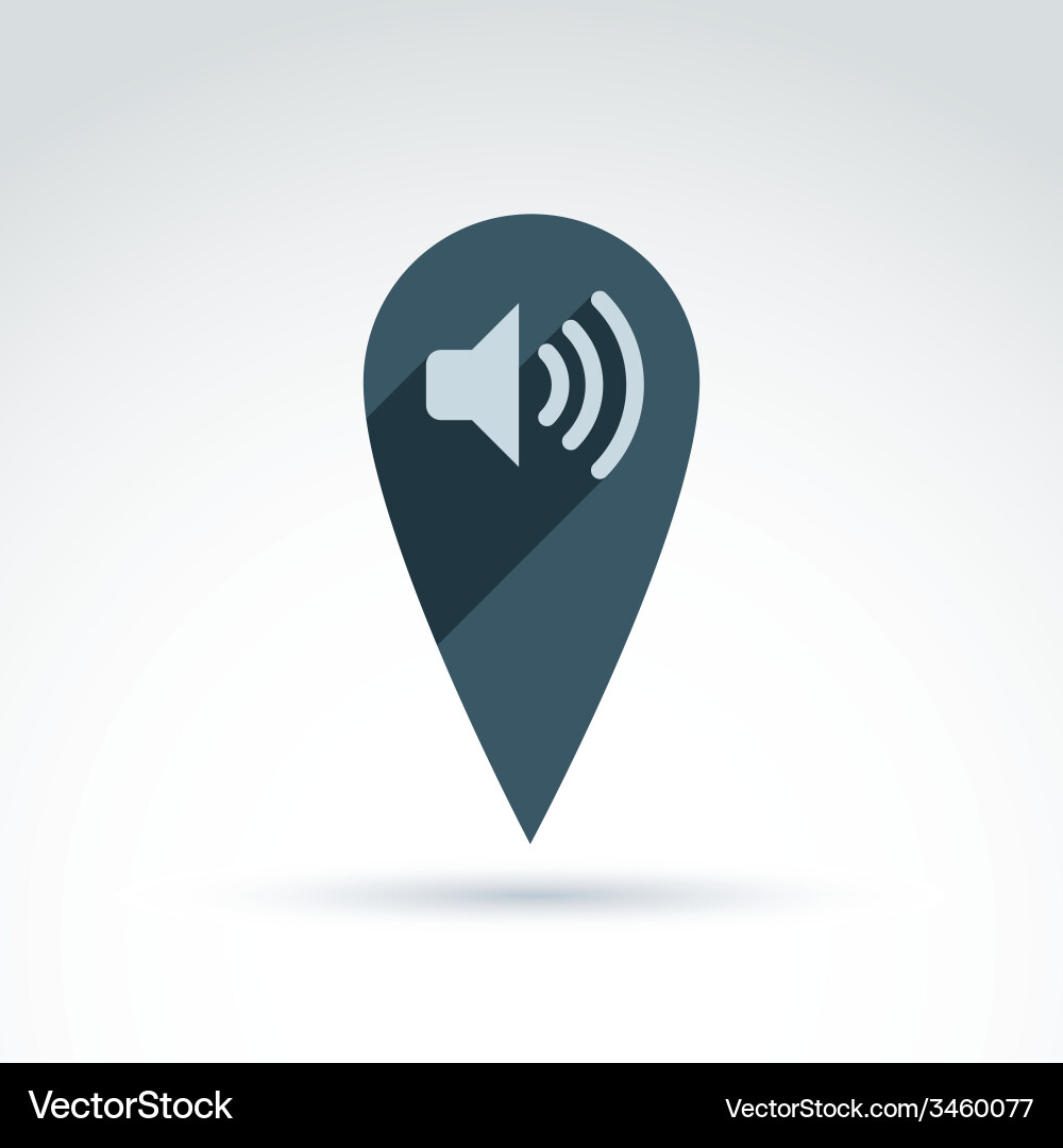 Map pointer with a loudspeaker sign place location vector image