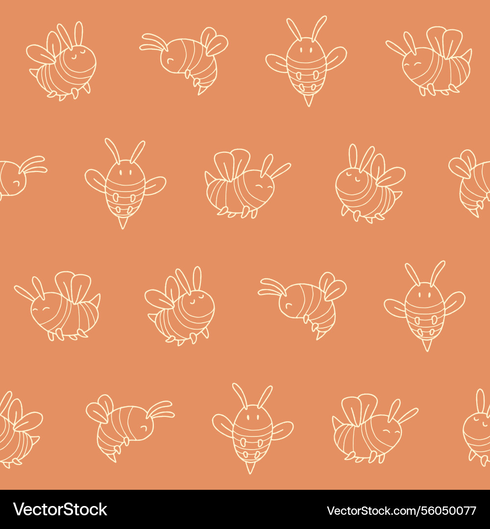 Outline bee seamless pattern background for print Outline bee seamless pattern background for print Vector Image