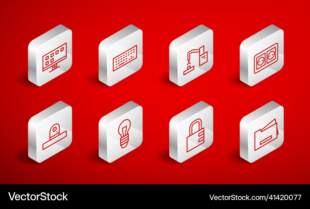 Set line printer keyboard robotic robot arm hand Set line printer keyboard robotic robot arm hand vector image
