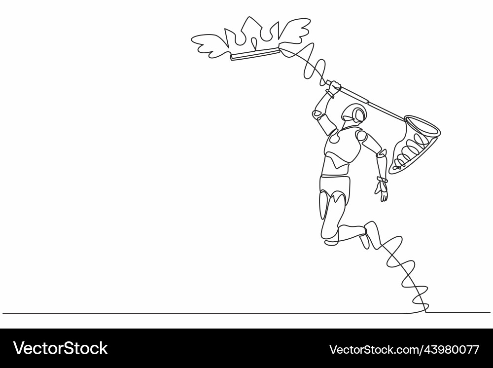 Single continuous line drawing robot try Single continuous line drawing robot try vector image