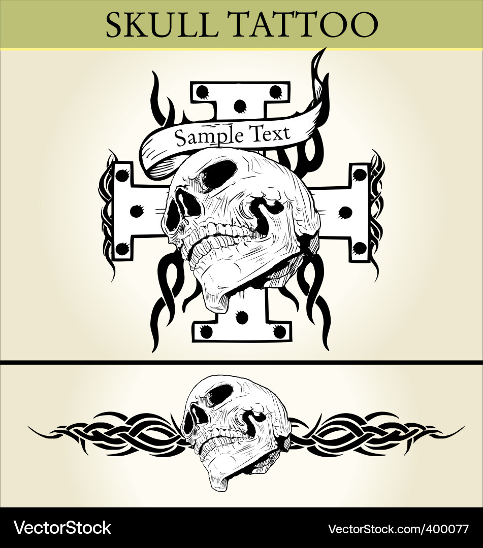 Tattoo Skull with Tribal Markings vector image