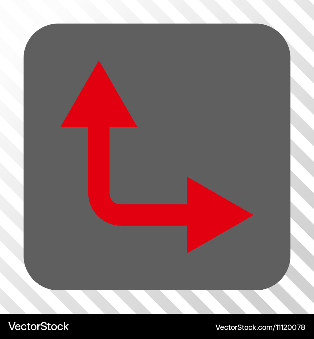 Bifurcation arrow right up rounded square button Vector Image