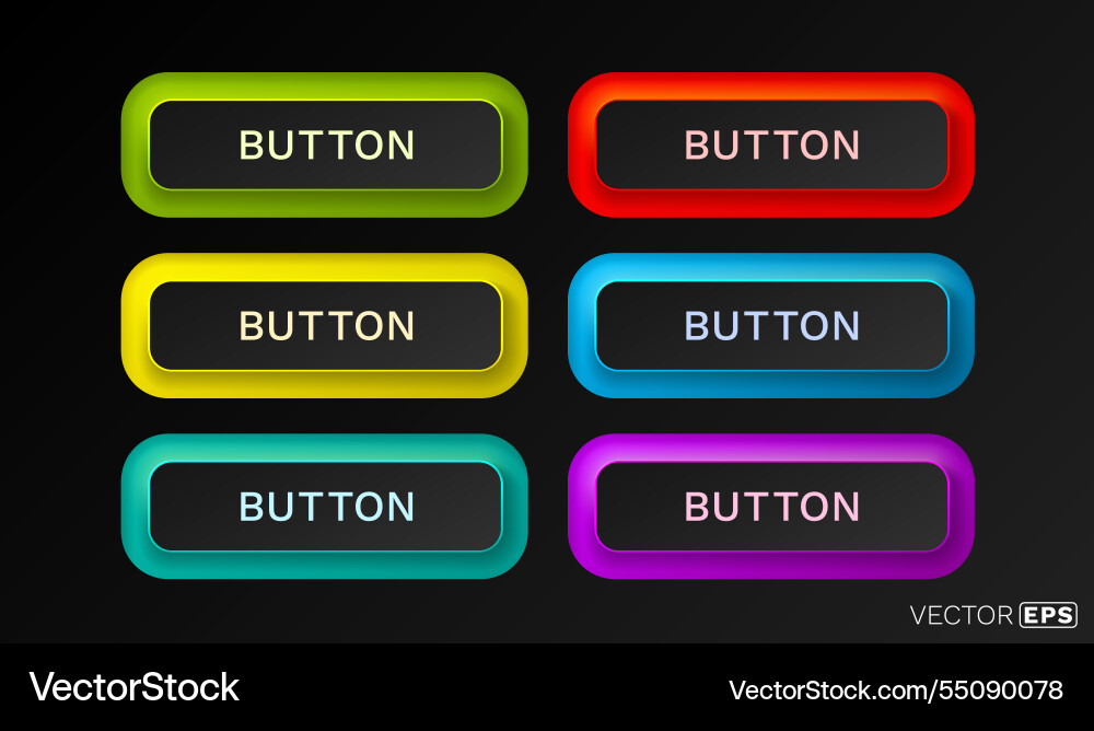 Button color set minimal label message web vector image